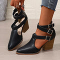 2025 New Women Sandals Sexy Soft Leather High Heels Shoes Comfortable Women Shoes Pointed Toe Fashion Casual Sandals Ladies Zpaxo black 37