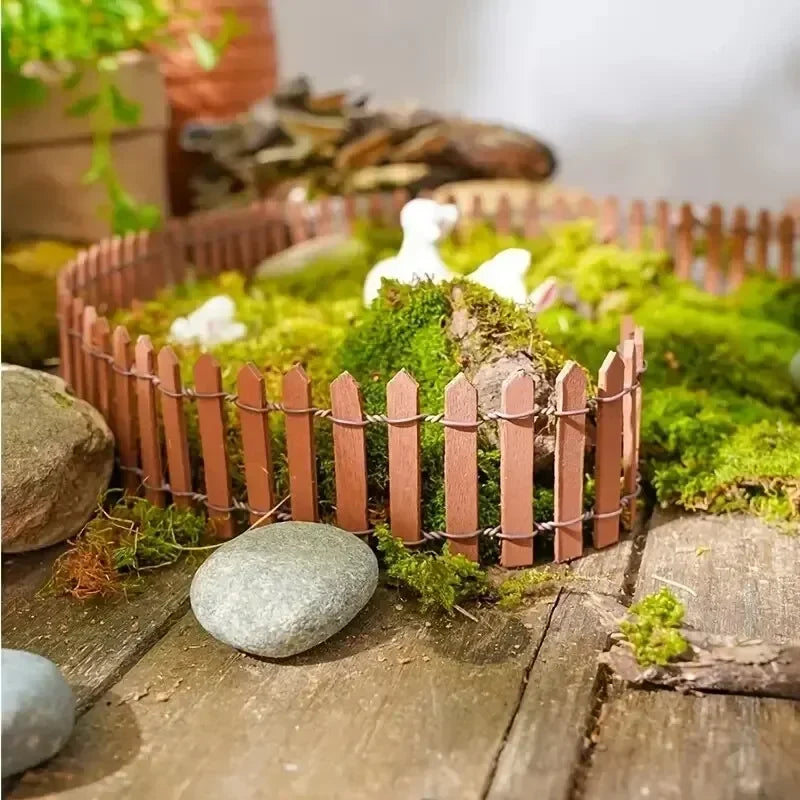 1/2pcs Mini Fence Garden and Bonsai Decoration Fairy Tale Garden Fence Wooden Decoration DIY HandicraftProject Mini Picket Fence Zpaxo