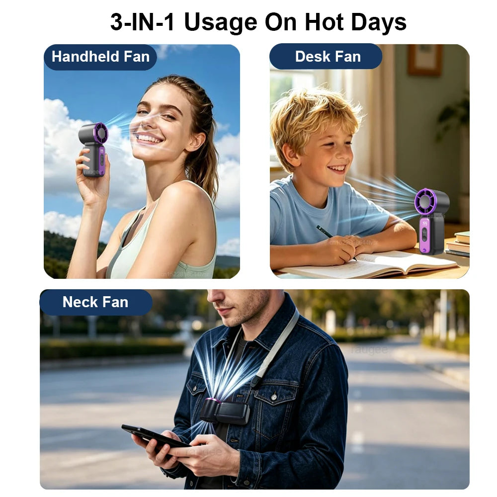 Portable Fan Mini Handheld USB Rechargeable Speed Air Cooler Pocket