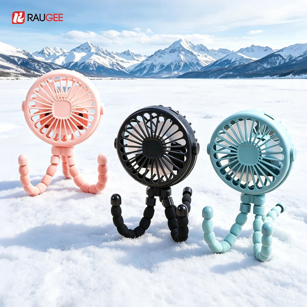 Portable Stroller Fan Mini Clip 360 Rotate Flexible Tripod USB