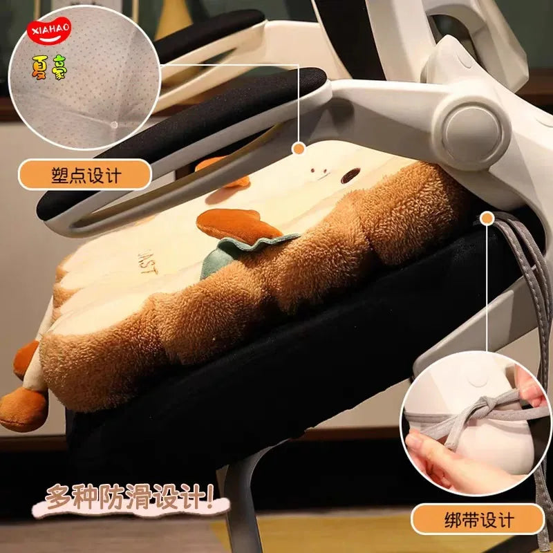 Comfy Cartoon Toast-shaped Seat Back Cushion Washable Anti-fatigue
