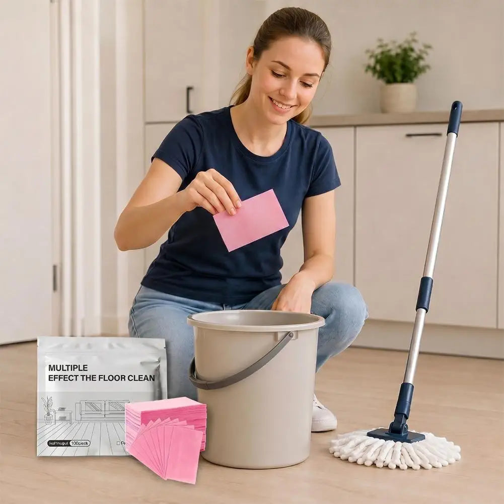 Multi-Purpose 100PCS Floor Cleaning Sheets Powerful Hardwood Floor Cleaner Mop Deep Cleaning For Wood Floor Hardwood Tablets Zpaxo