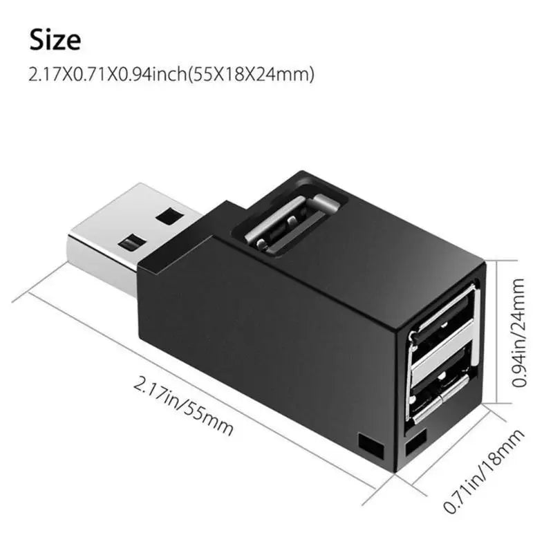 652F Portable USB Adapter Extender 1 to 3 Ports USB2.0 Splitter Multiple Devices to or Laptop Phones Zpaxo