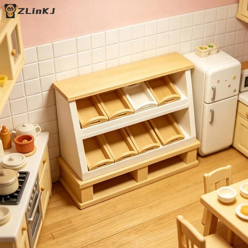 Mini Bread Rack Cupboard Storage Shelf Model 1 12 Dollhouse Miniature Zpaxo