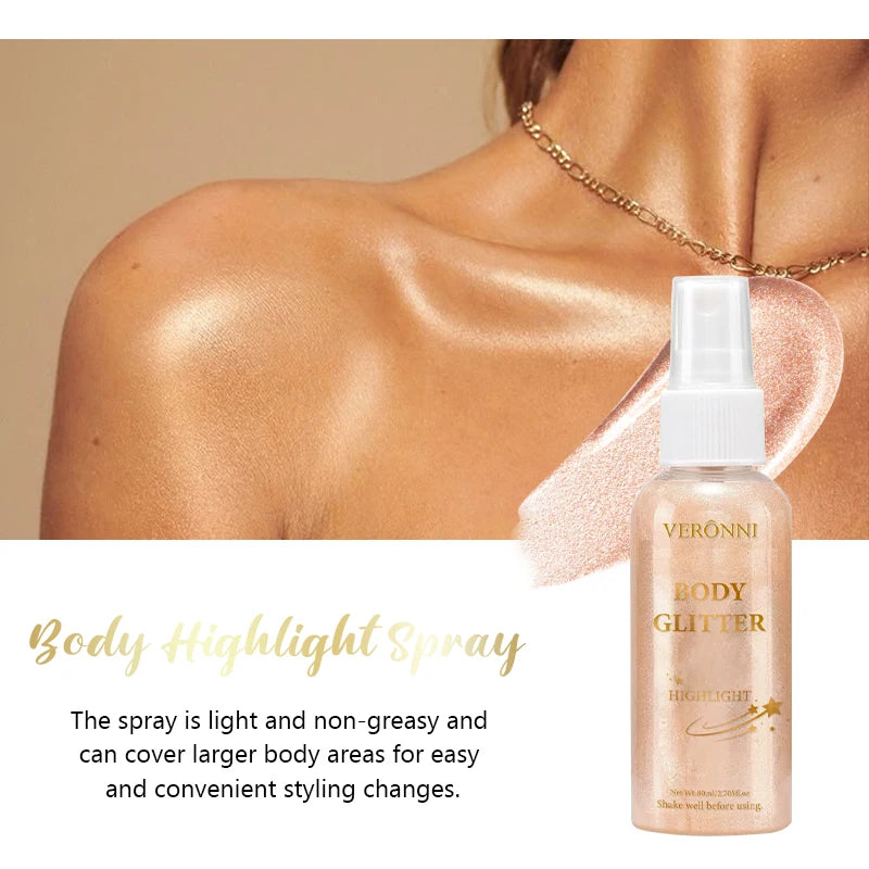 Glow Shimmer Spray,Body Highlighter Set,Liquid Highlighter Body Luminizer Glitter Spray Makeup For Face & Body For Festival Zpaxo