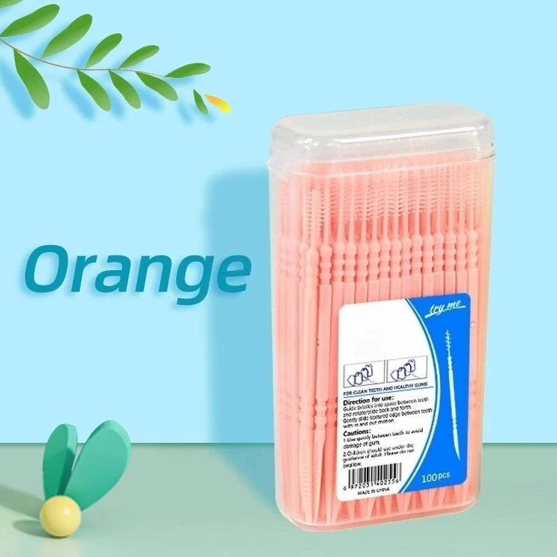 Portable Ultra-fine Toothpicks, Disposable Family Box, Double-head High-end Personalized Creative Fruit Sticks Health Tools Zpaxo orange 1 box