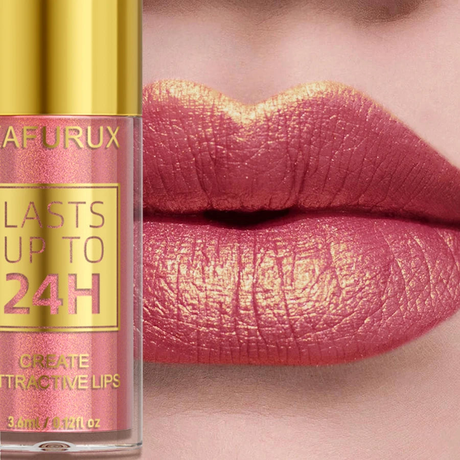 14 Colors Glitter Metallic Lip Glaze Shiny Long Lasting Gloss