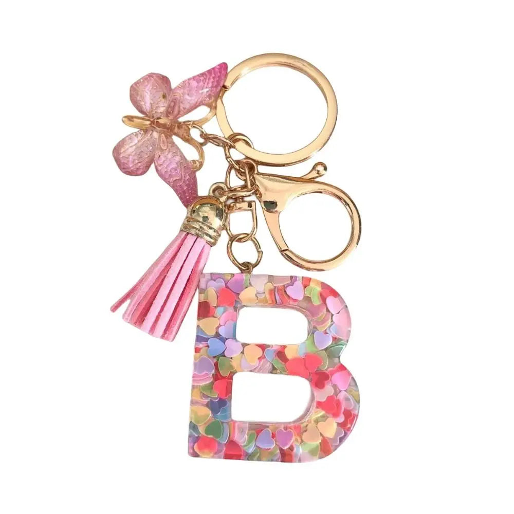 Personality Dreamy 26 Letter Keychain Sequin A-z Butterfly Initial Zpaxo