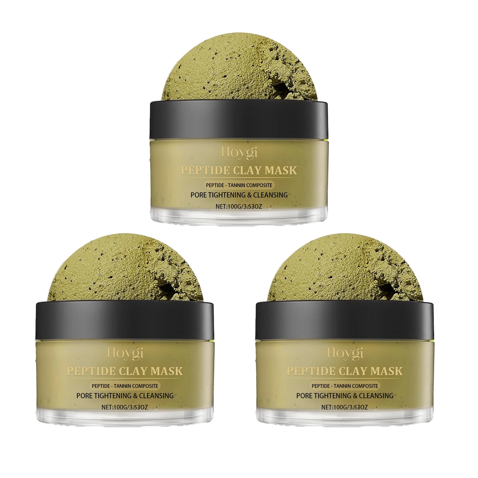 HOYGI 100g Pore Refining Clay Mask Kaolin Tea Extract Deep Cleansing Control Facial Treatment for Oily Skin Non Drying Formula Zpaxo 3PCS