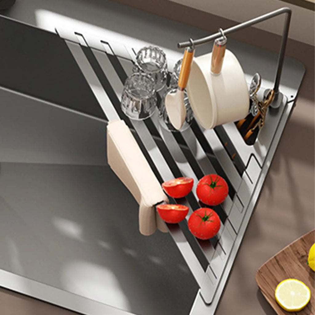 Dish Rack Foldable Metal Triangle Rustproof Stand Drainers Sink