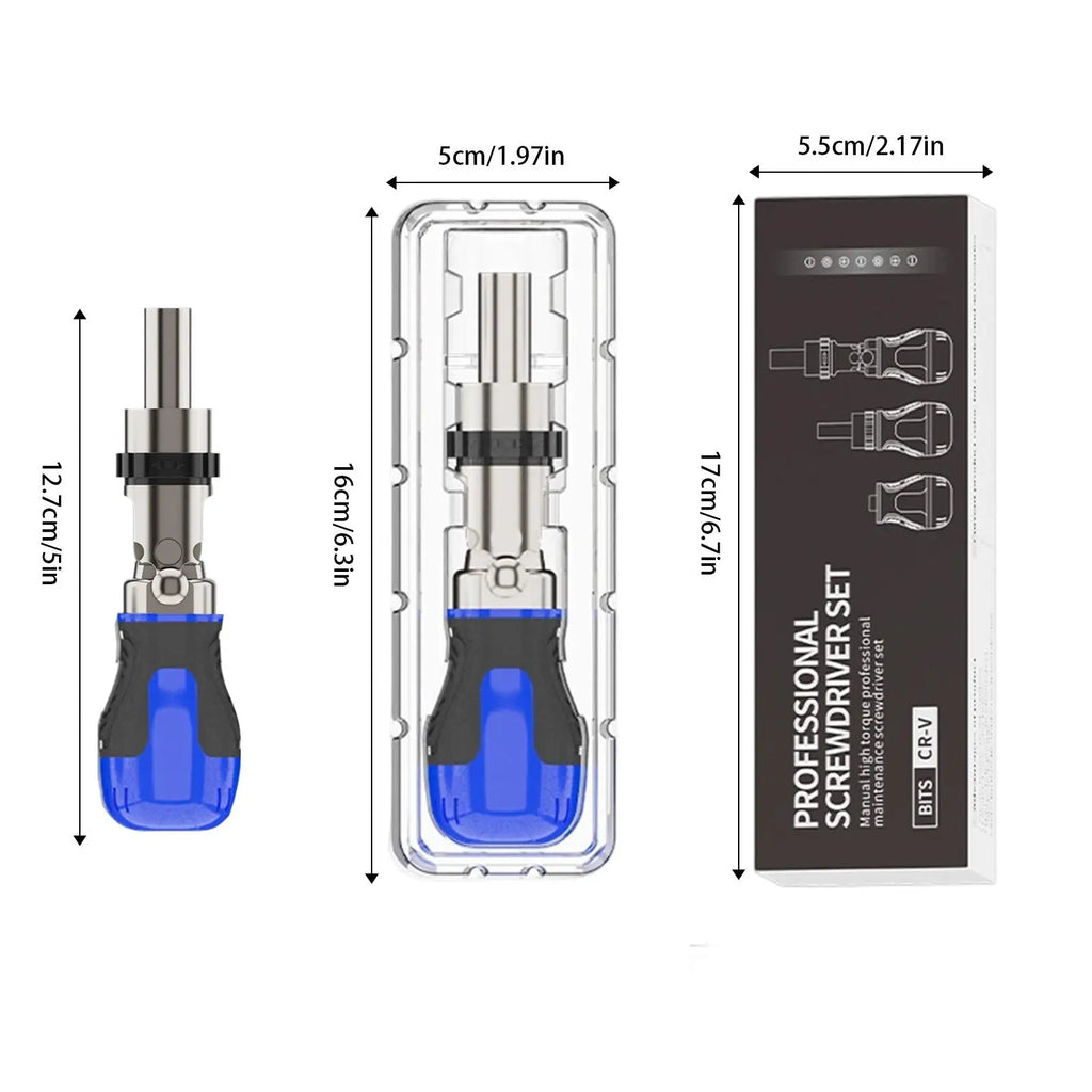 Ratcheting Screwdriver Magnetic Multi Bit 180 Degree Adjustable