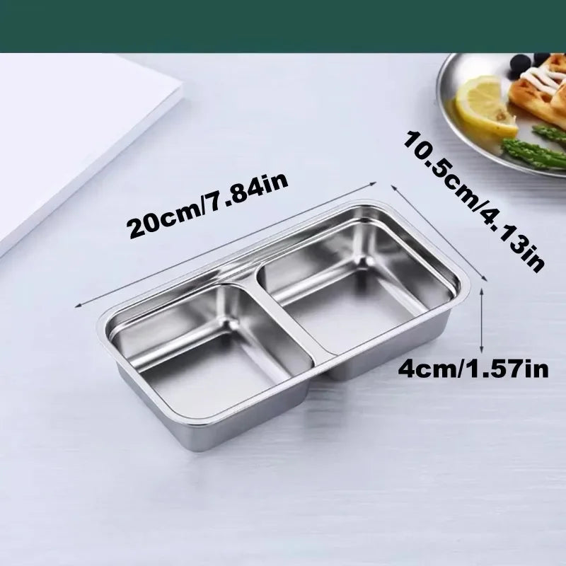 Reusable Stainless steel double compartment lunch box with lids,Stainless Steel Lunch Snack Box,Food Storage Containers liyi Zpaxo
