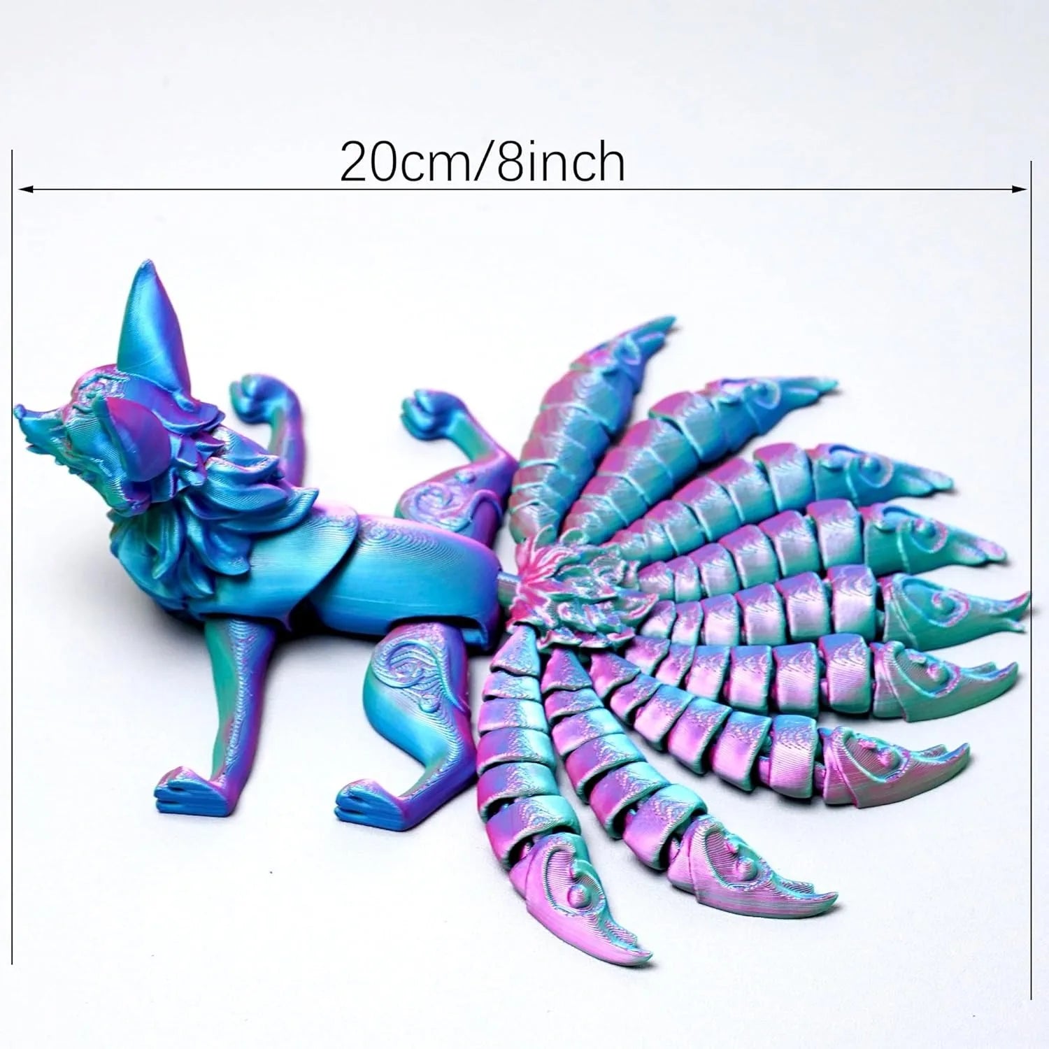 3D Printed Nine Tailed Fox Model Flexible Realistic Articulated