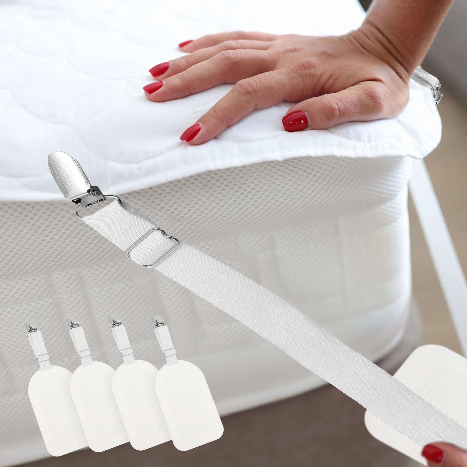 4Pcs Bed Sheet Straps Adjustable Elastic Length Bed Sheet Holders Mattress Clip Fasteners Cover Blankets Grippers Fixing Bedding Zpaxo