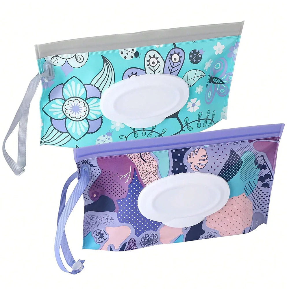 1/2/3/4Pcs Portable Wet Wipes Box Baby Wipe Dispenser Travel Refillable Wet Wipe Container Zpaxo 1 Blue 1 Purple