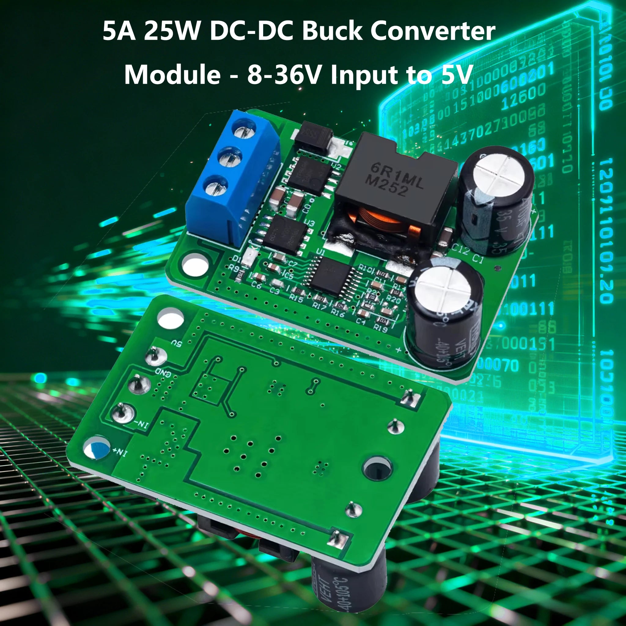 8-36V Input 5V Output 5A 25W DC-DC Buck Converter Module Industrial Zpaxo Default Title