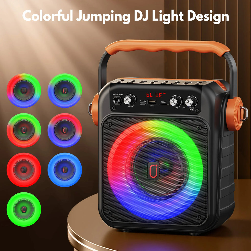 Karaoke Machine 2 Wireless Microphones Portable Bluetooth 5 3 Light