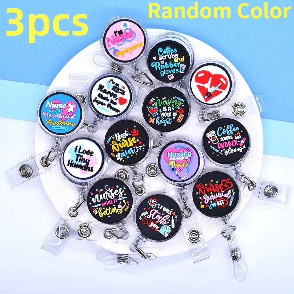 Cute Nurse Badge Reel with Alligator Clip | 1/3/5 Pack ID Holder