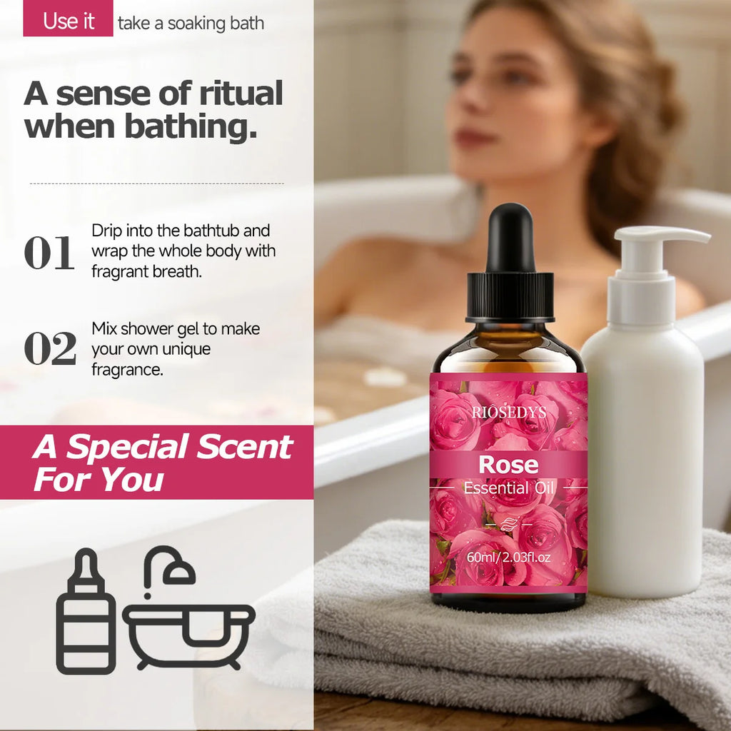 60ml ROSE ESSENTIAL OIL is a has deep nourishing moisturizing effects, making it suitable for massage, skin care, and hydration. Zpaxo