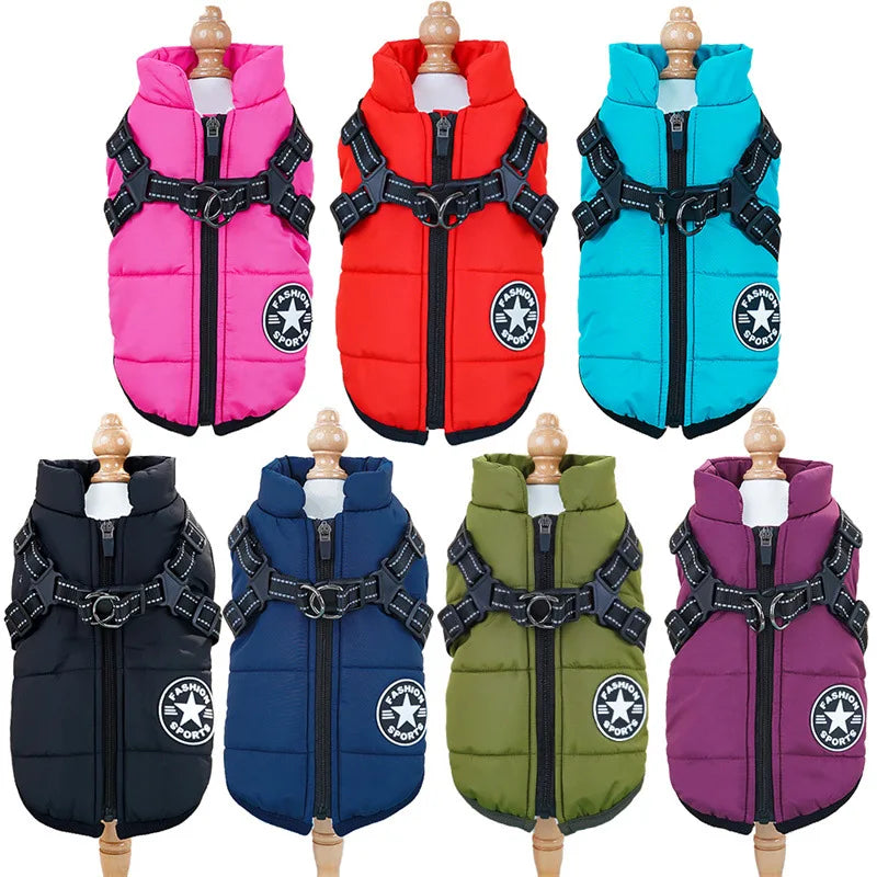Pet Clothes for Cats Dogs Cold-protect Waterproof Thickened Warm Dog Cat Cotton Coat Auntumn Winter Chest Back Cotton Vest Zpaxo