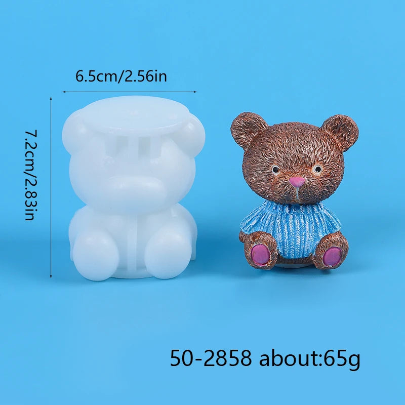 Bear Candle Silicone Mold for Valentine's Day Gift 3D Bear with Heart Aromatherapy Soap Plaster Gypsum Ornament Mould Home Decor Zpaxo 50-2858-D