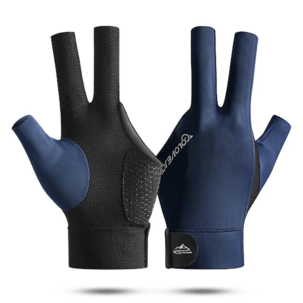 Open Finger Billiard Gloves Antiskid Polyester Snooker Billiards Zpaxo Blue