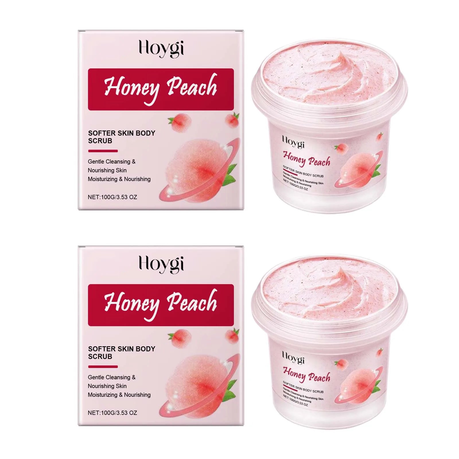Honey Peach Body Scrub – Exfoliating & Brightening Skin Cleanser Body Scrub Zpaxo 2 x 100g boxed