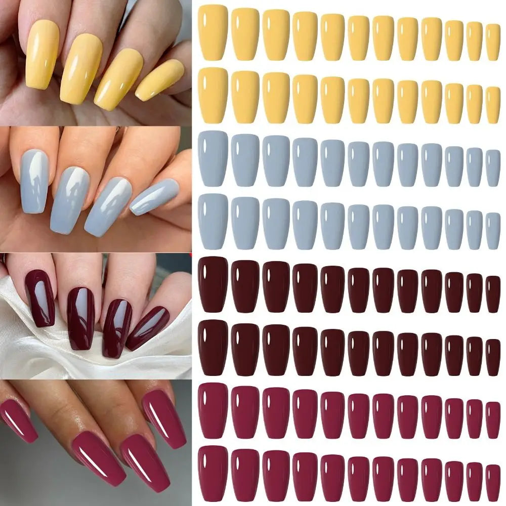 Manicure Long Square Ballerina False Nails French Pure Fake Nials Zpaxo M05