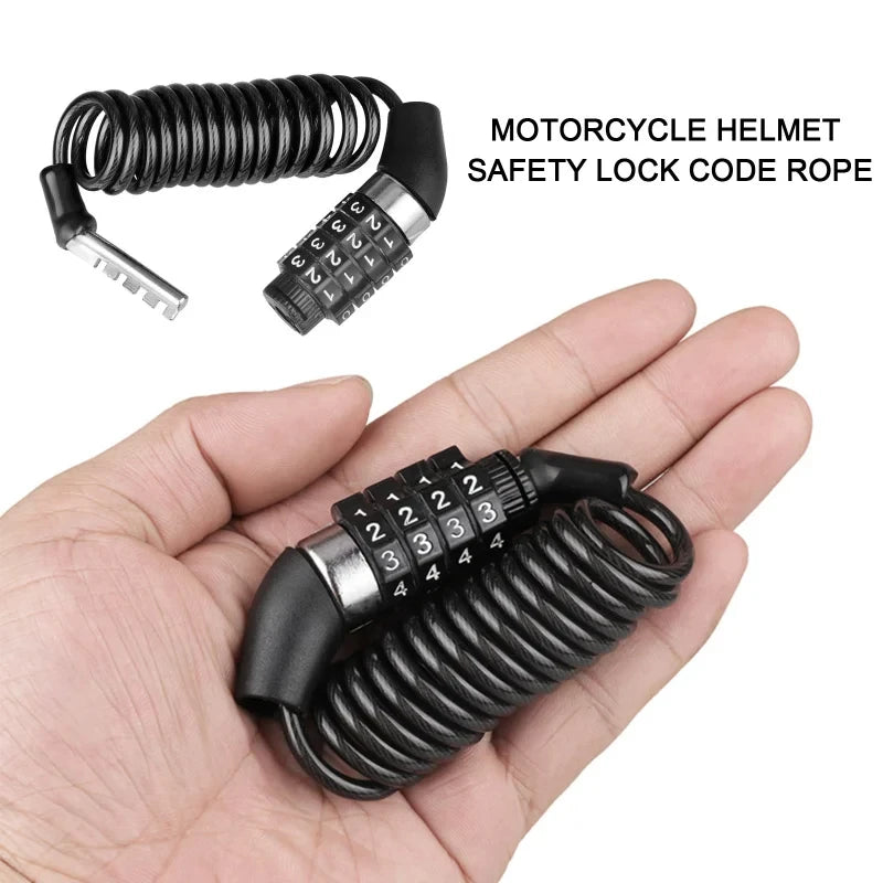 Mini Durable Classic Helmet Lock Chain 4 Digit Password Combination Portable Bike Motorcycle Anti-theft Cable Lock Stitch Motor Zpaxo