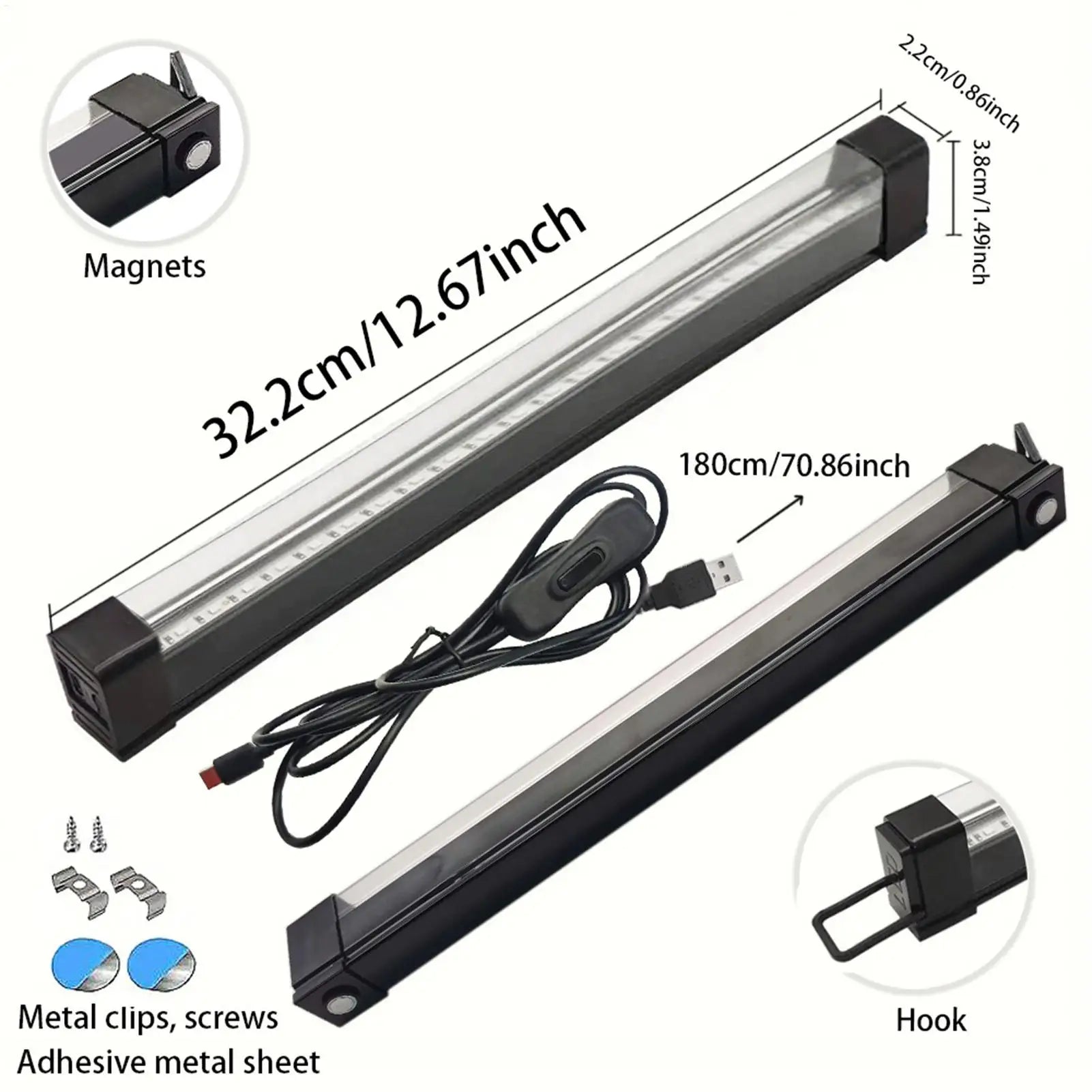 9W Magnetic Black Light Bar Portable UV Lamp USB Fluorescent Strip
