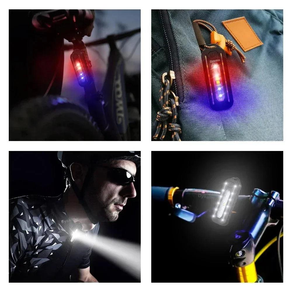 USB Rechargeable LED Keychain Flashlight – 5-Mode Clip Warning Light