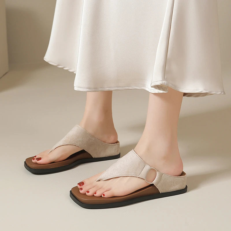 Women's Summer Square Clip Toe Comfortable Hollow Out Breathable Zpaxo