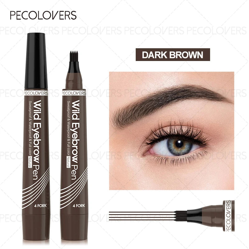 1PC Four-Pronged Water-Based Eyebrow Pen - Natural Wild Brow Look, Smooth Application, All Skin Types Zpaxo 02