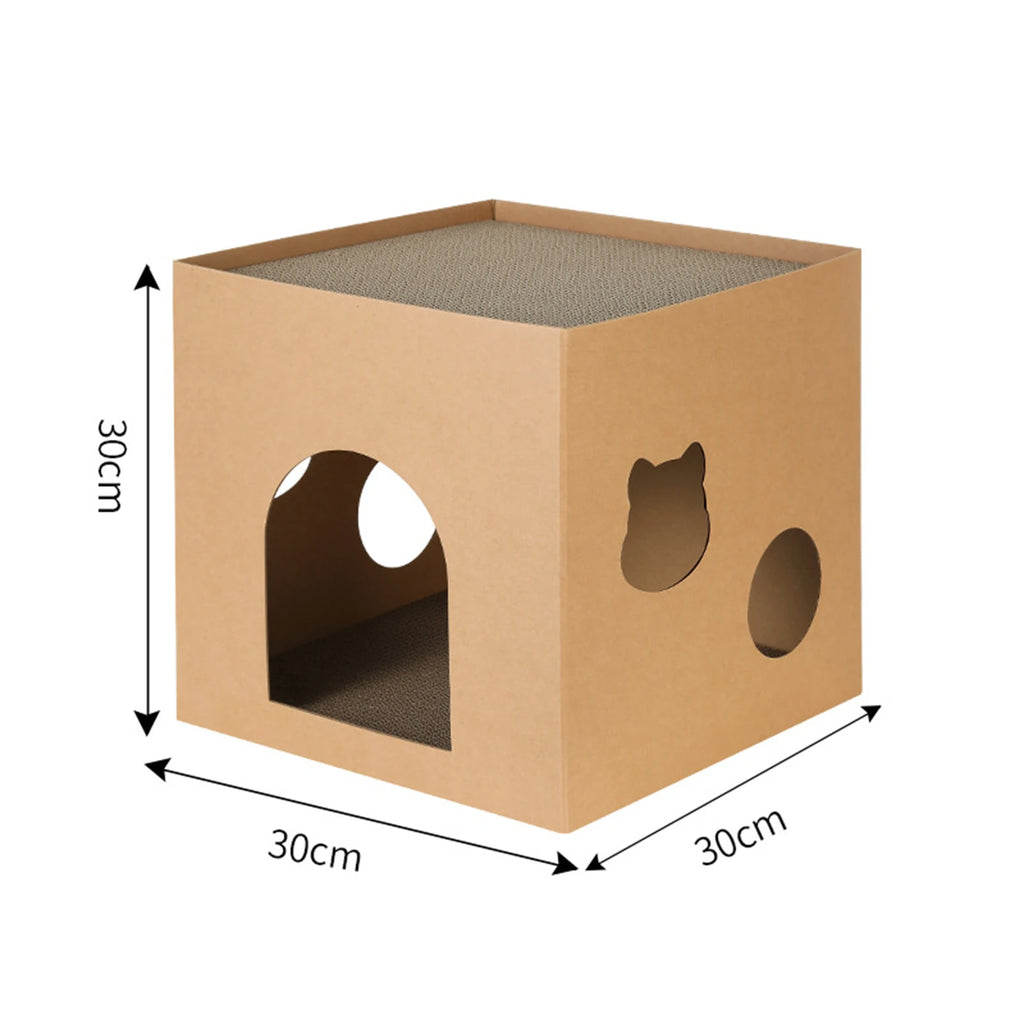 Cat Cardboard House with Scratch Pads Corrugated Cardboard Scratcher Cat Box Cats Bed for Cat Rabbit Small Animals Bunny indoor Zpaxo