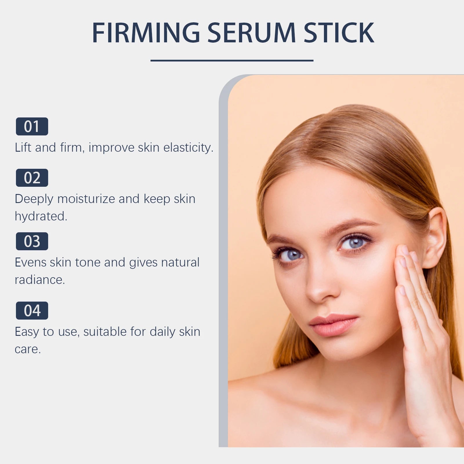 HOYGI 40g Peptide Firming Stick Hyaluronic Acid Camellia Solid Serum Hydrating Face Neck Non Retinoid Formula for Sensitive Skin Zpaxo