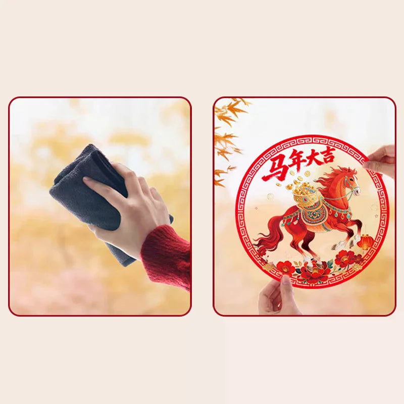 Year's Stickers Electrostatic Thickened Horse Costume Paper Cuttings Zpaxo