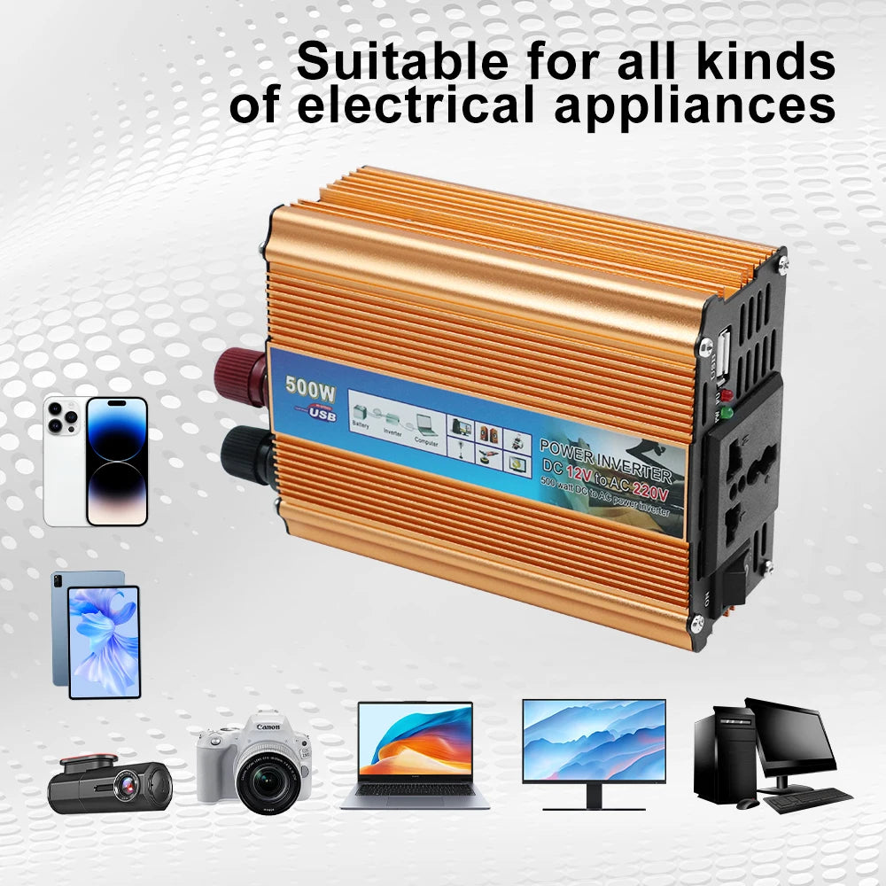 Auto Power Supply Inverter Car 500W DC 12V AC 220V Battery Converter