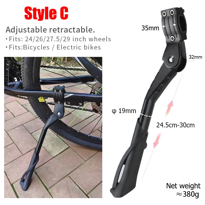 Bicycle Kickstand Bike Parking Rack Support Adjustable Side Kick Stand Foot Brace Bike Holder Footrest Cycling New Replace Parts Zpaxo Style C