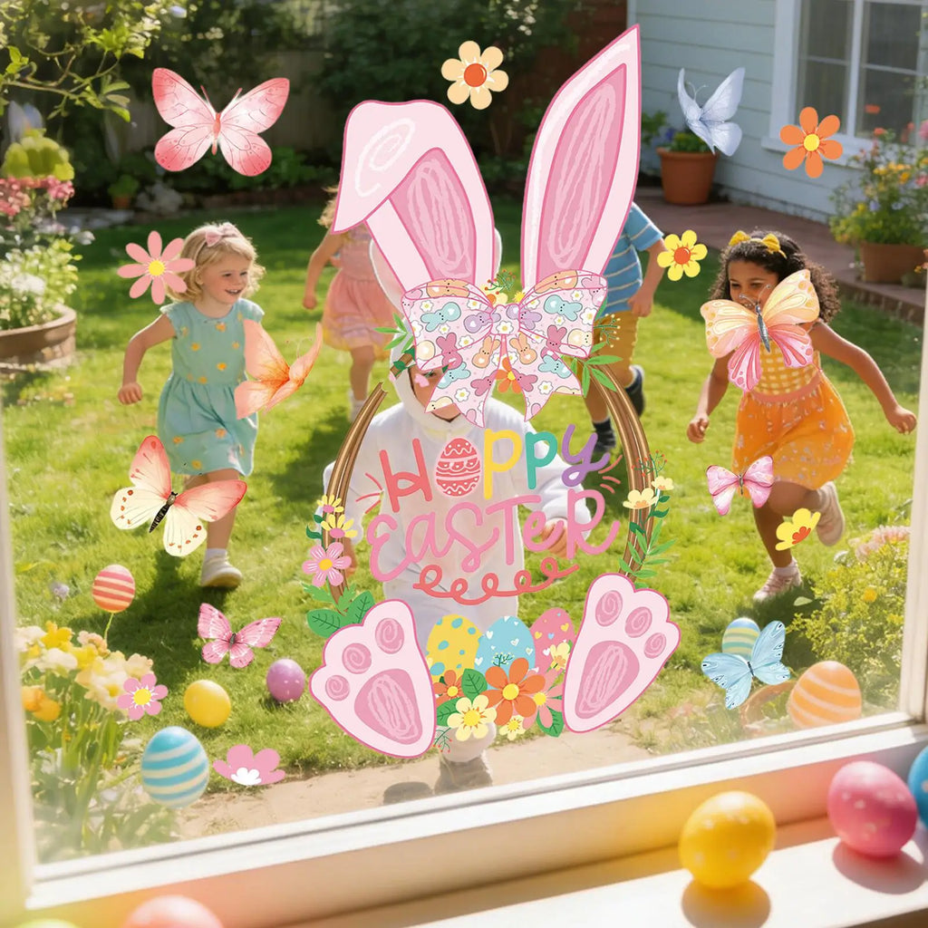 Easter Window Clings Static Decals Double Sided Spring Bunny Decor