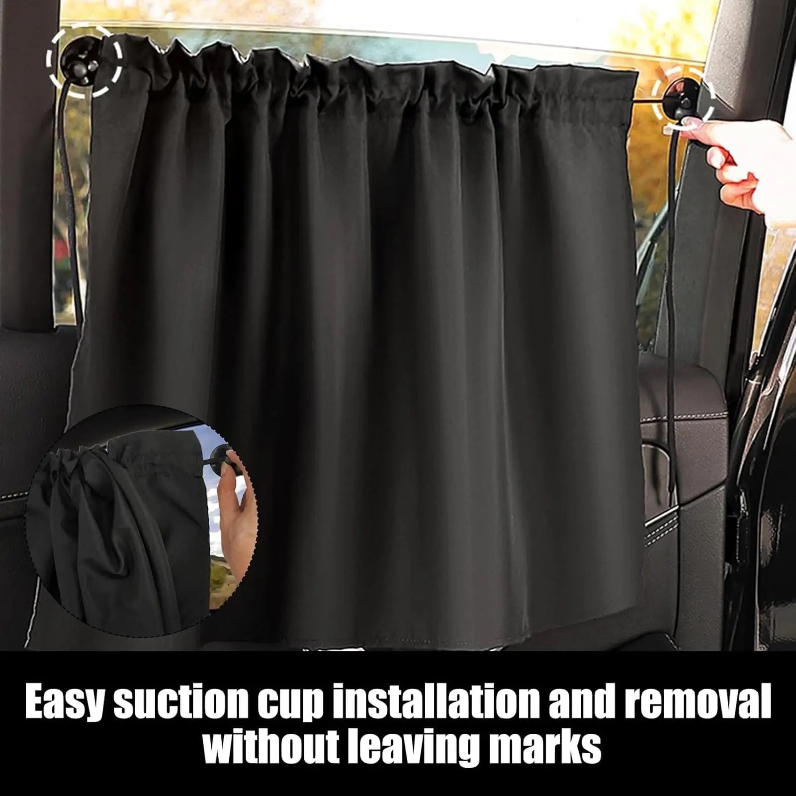 Car Privacy Curtain 1PC Suction cup blackout curtain Window Shade Privacy Travel Nap Night UV Reflection UV Block Sunshade Zpaxo
