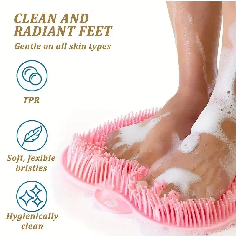 Foot Wash Mat Silicone Sponge Body Brush in The Shower Reusable Wall Mounted Back Silicone Bath Foot Massage Pad Shower Zpaxo