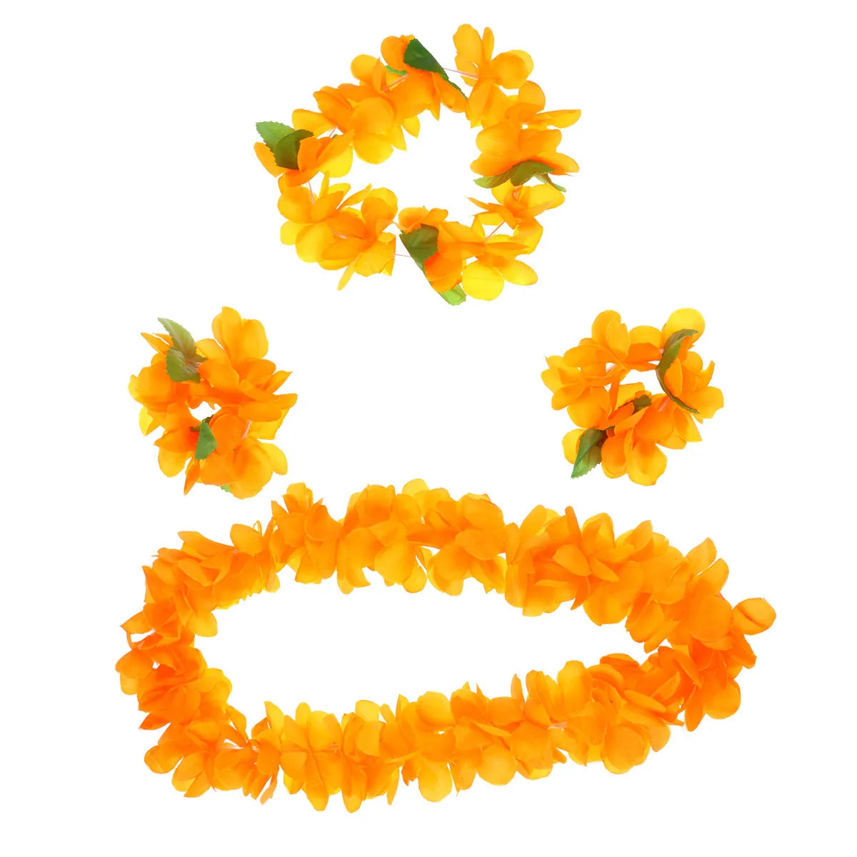 1Set Hawaiian Garland Set Includes Floral Wreath Necklace Bracelets Exquisite Handmade Delicate Flowers Tropical Party Accessory Zpaxo