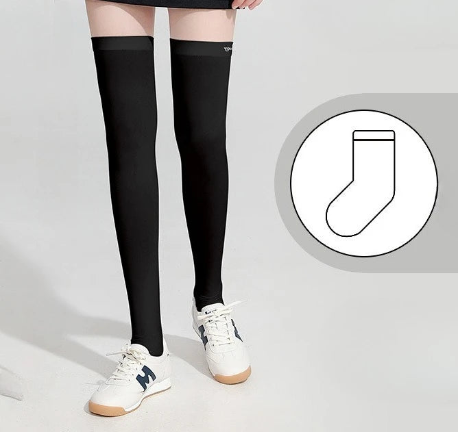 Summer Ice Silk Sunscreen High Tube Socks for Children's Golf Sports Breathable Non Slip Long Socks for Slimming Beautiful Legs Zpaxo Foot Sleeve Black OnlySize