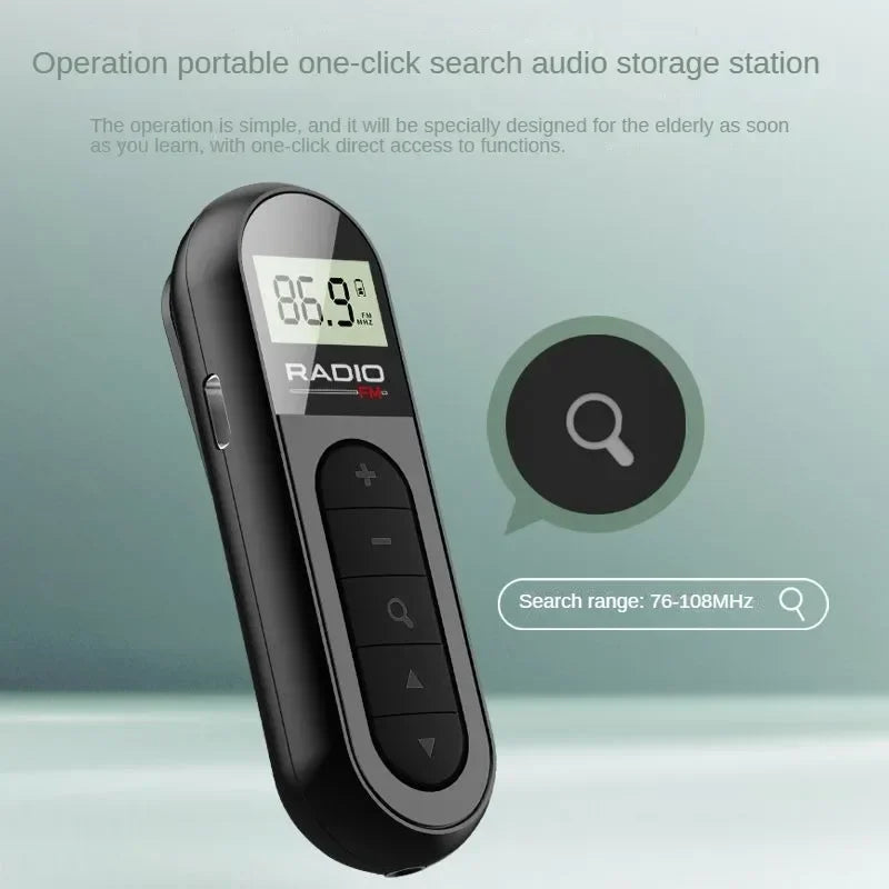 Mini Portable FM Radio, Multi-functional Pocket Radio for Elderly Outdoor Activities Zpaxo