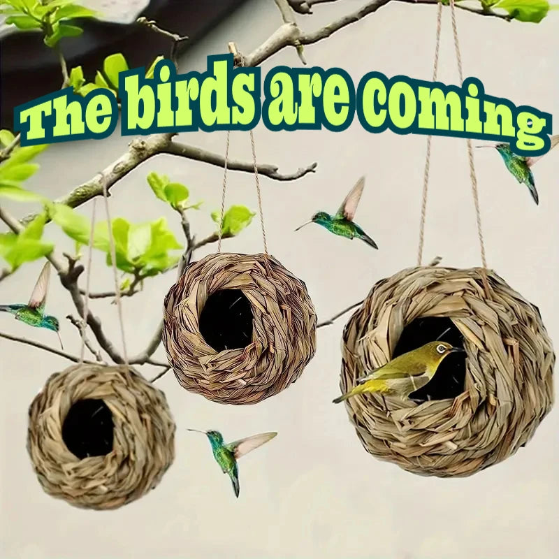 2024 Birds Nest Bird Cage Grass Egg House Outdoor Decorative Weaved