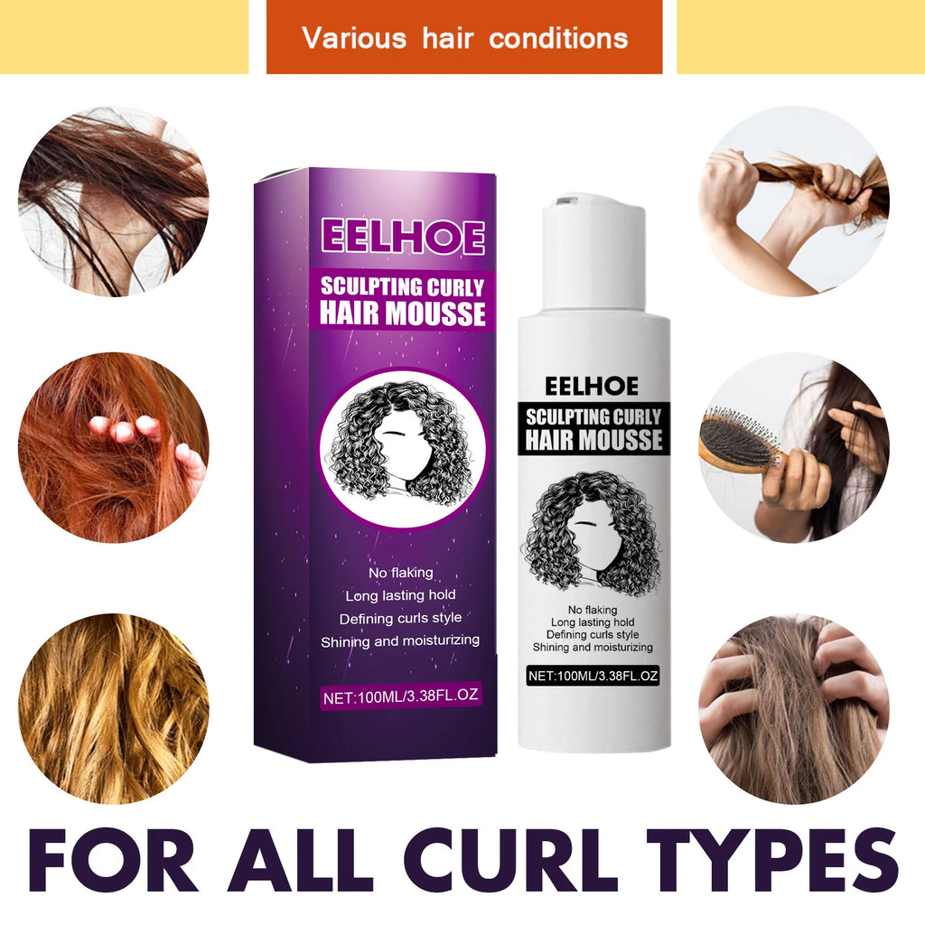 Curly Hair Styling Elastin Mousse Nature Volume Styling Moisturizing Fluffy Thickening Nourishing Enhance Hair Define Gel Cream Zpaxo