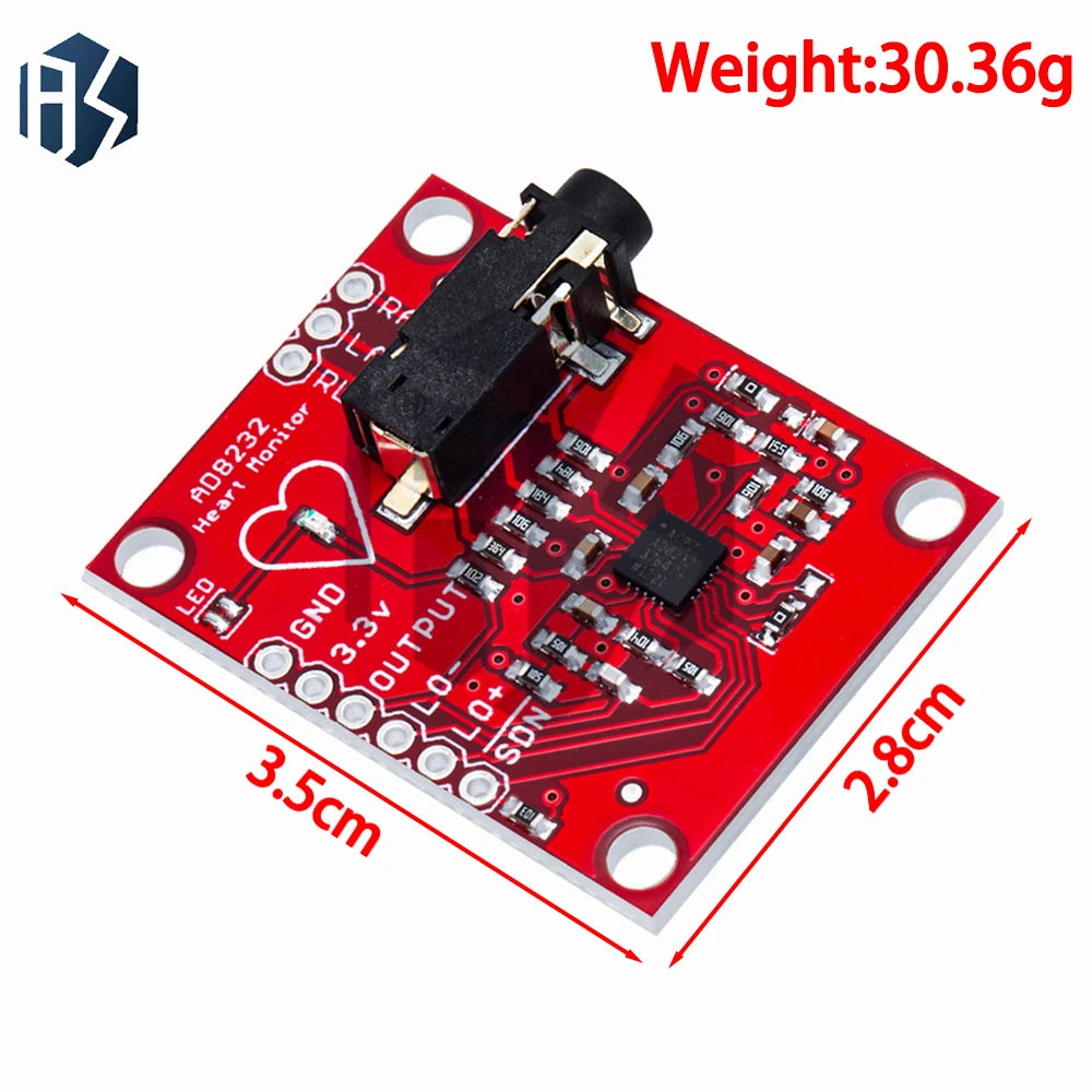 High-precision AD8232 Biopotential Sensor Heart Rate Monitor Zpaxo