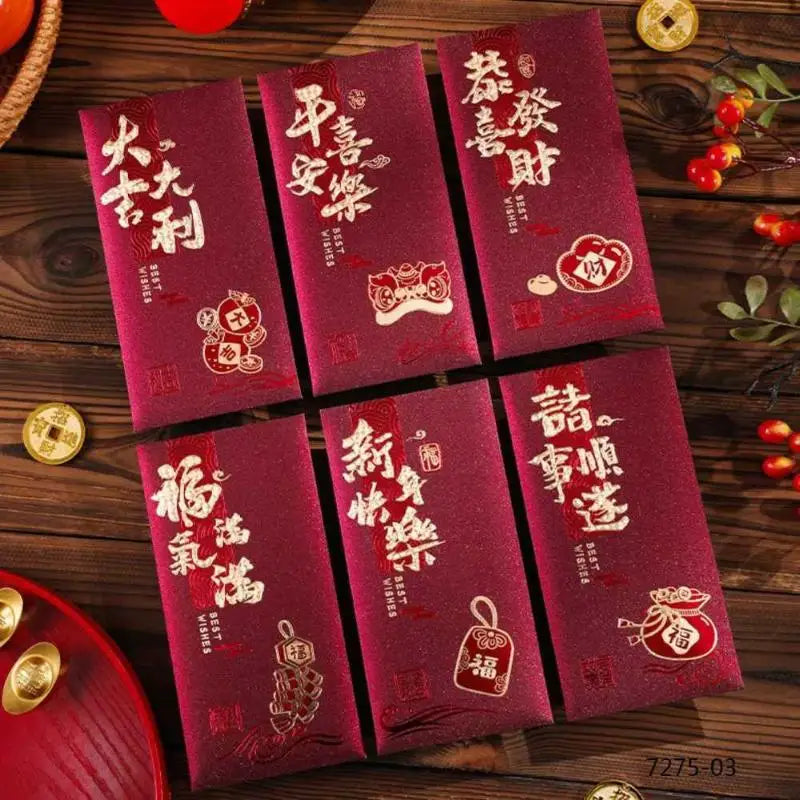 6pcs Hot Gold 2026 Horse Year Red Envelope Thickened Hard Paper Money Envelopes Hongbao Chinese New Year Envelope Zpaxo A1