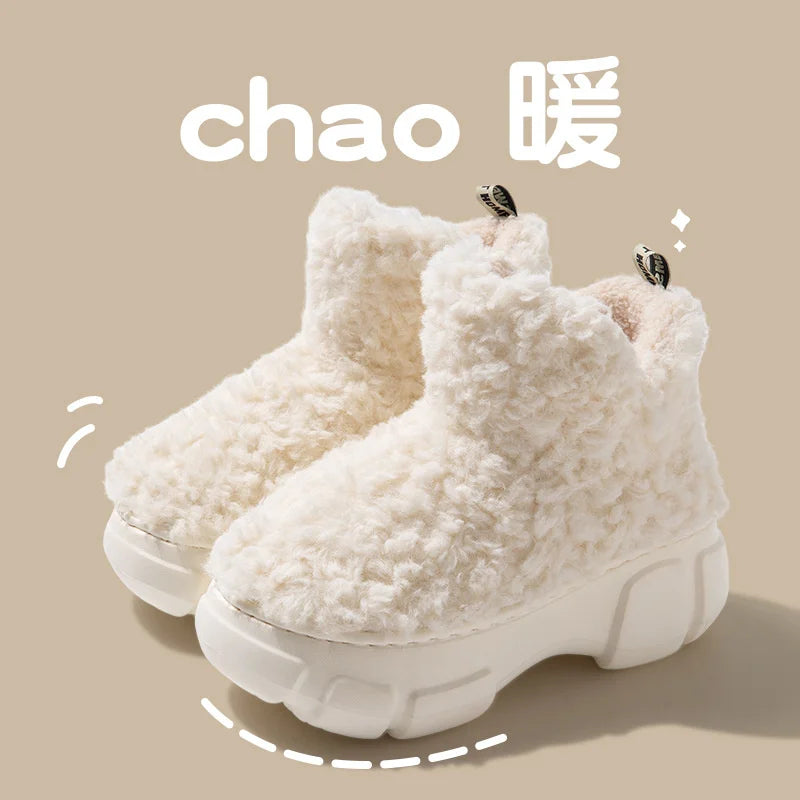 CINESSD Warm Winter Snow Boots Thick-soled Women's Faux Sheepskin Zpaxo