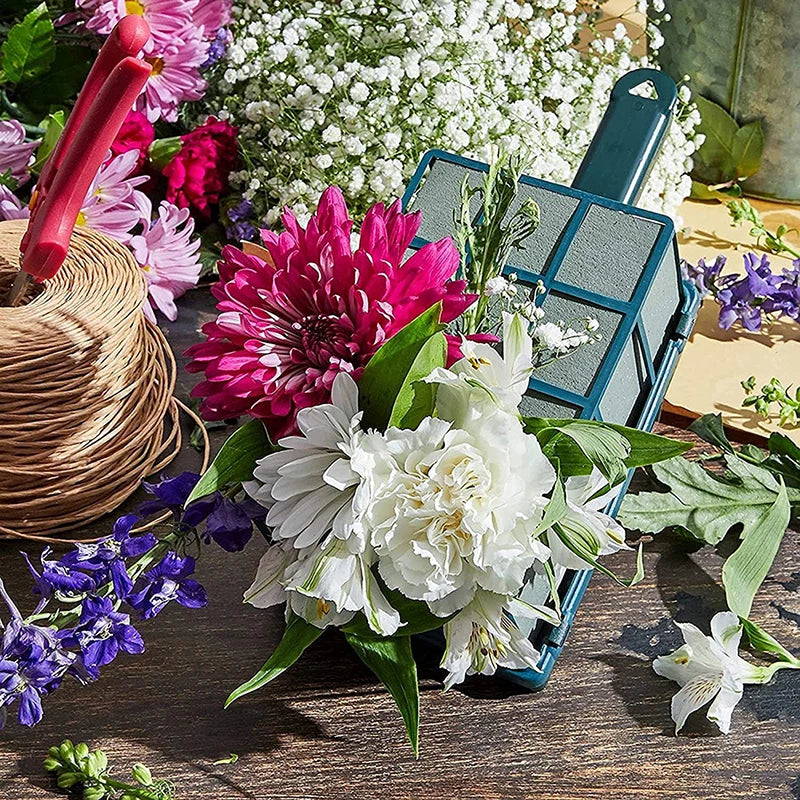 1Pc DIY Rectangle Dry Floral Foam Bricks Flower Holder Flower Stand Foam Blocks Artificial Flower Arrangement Cage With Handle Zpaxo